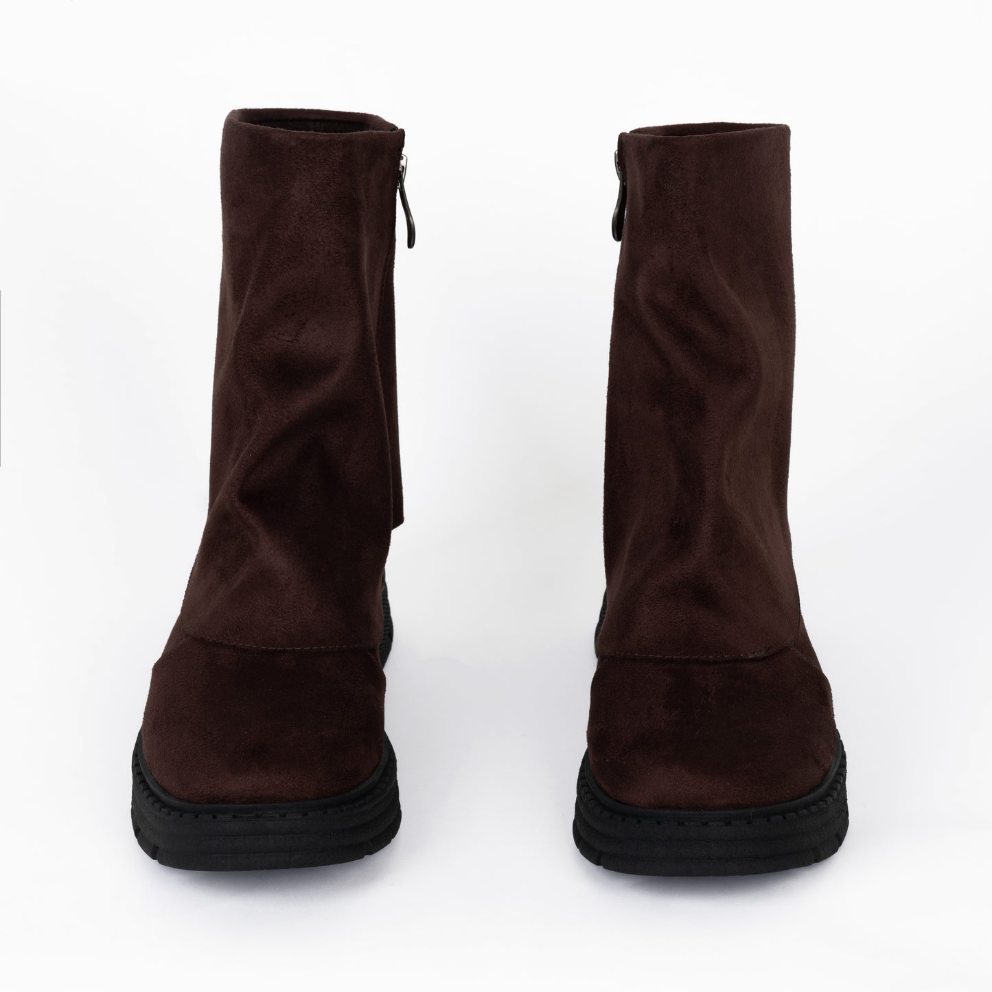 Bold Step-Suede Slouchy Boot with Chunky Sole-Brown