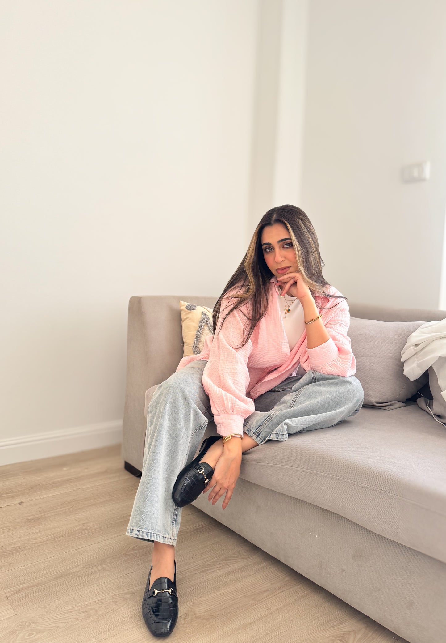 Croc-Effect Loafers-BLACK