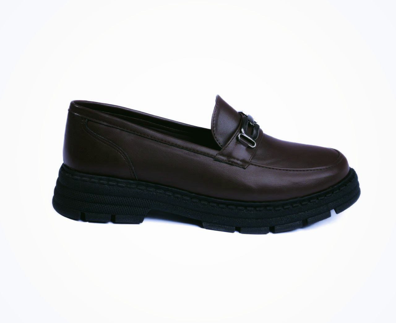 Power Walk | Leather Chunky Sole Loafers-Dark Brown
