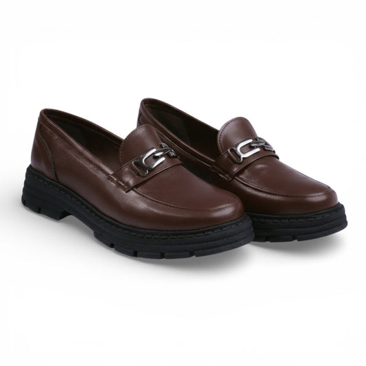 Power Walk | Leather Chunky Sole Loafer-Dark Brown